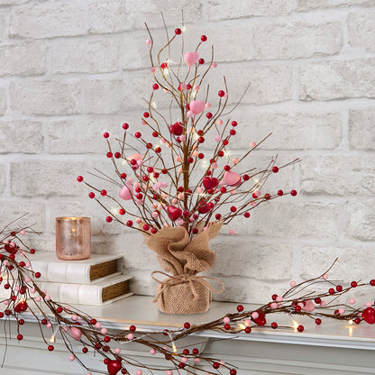 Lighted Pink and Red Heart Table Tree - Battery Operated