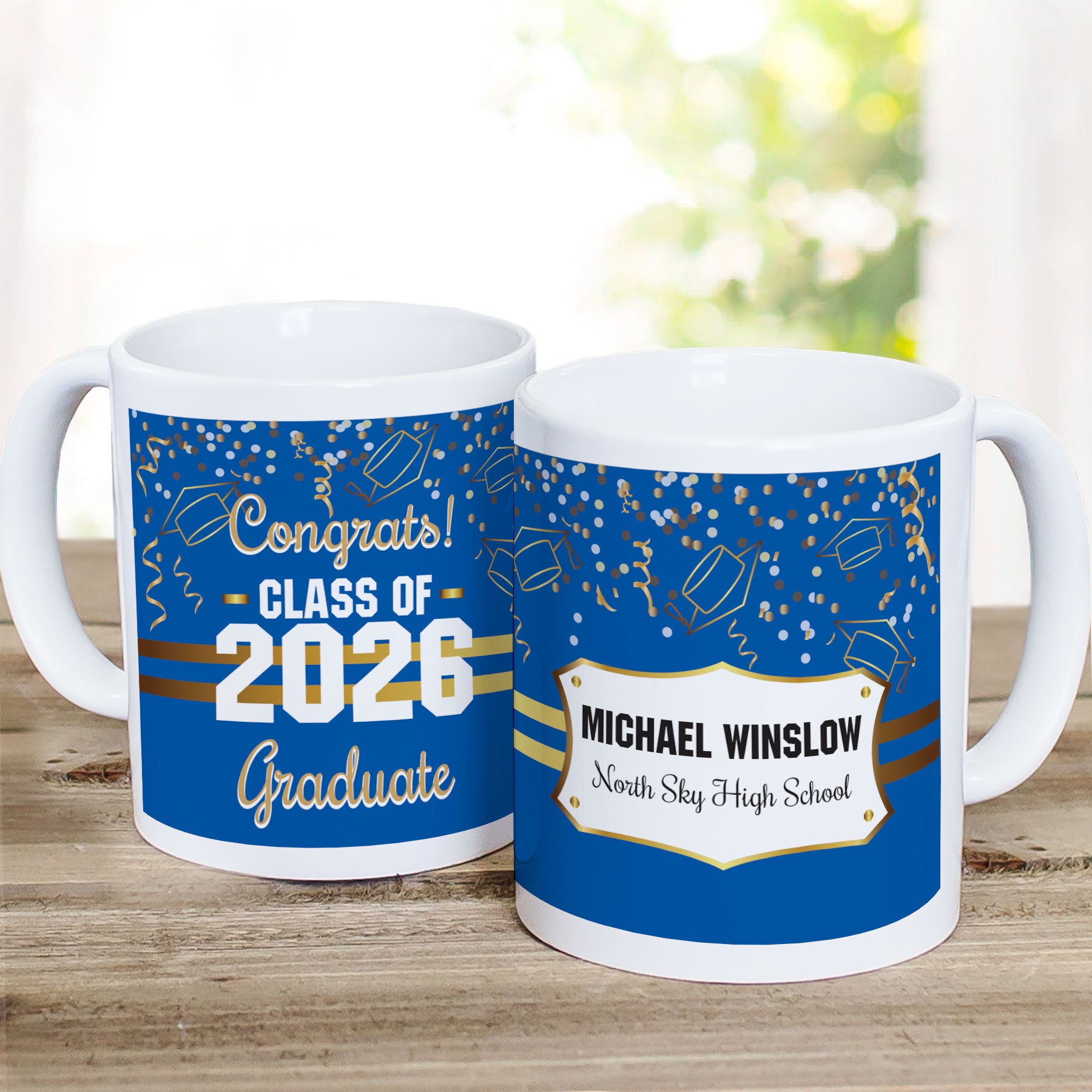 Personalized Gold Confetti Graduation Mug 11oz