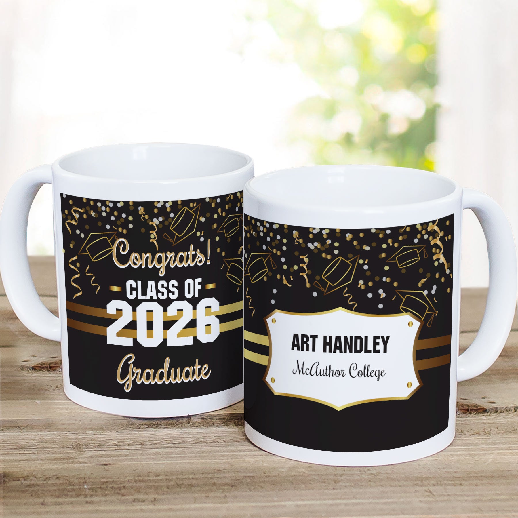 Personalized Gold Confetti Graduation Mug 11oz
