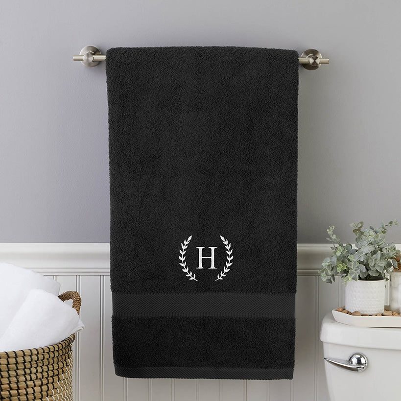 Personalized Embroidered Black Bath Towels