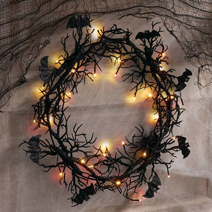 Lighted Bat Wreath