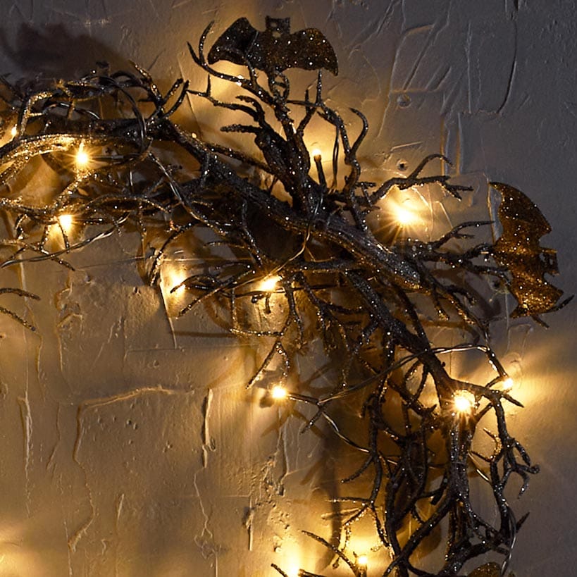 Lighted Bat Wreath