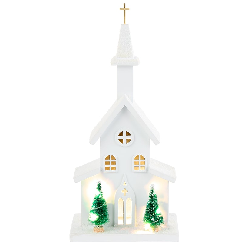 Lighted Country Church Decor