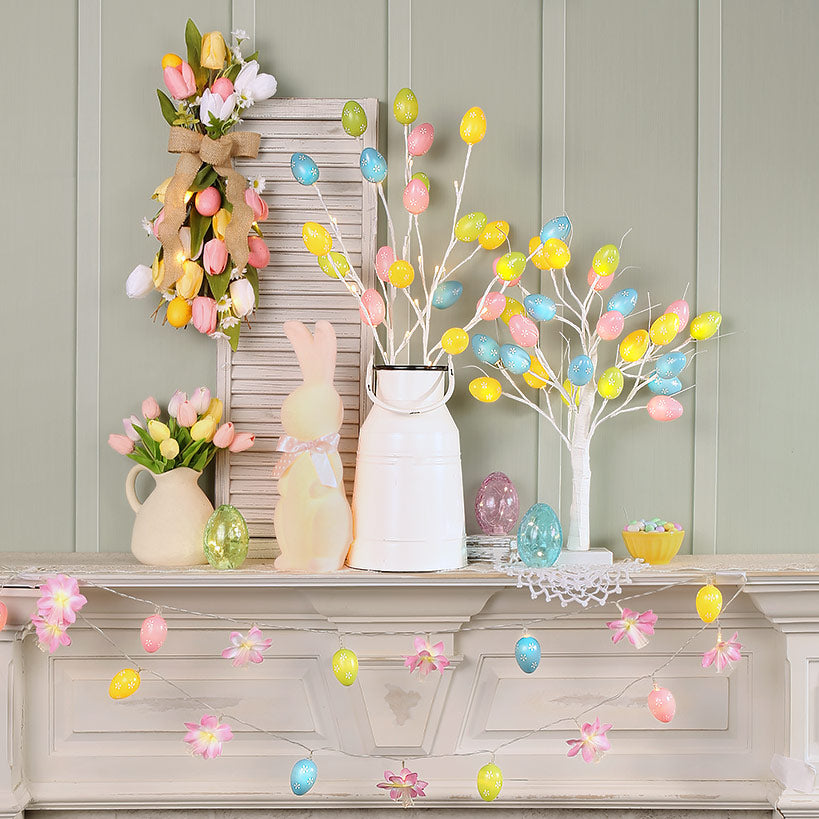 Pastel Easter Egg Lighted Branches - Set of 2 - Battery Operated