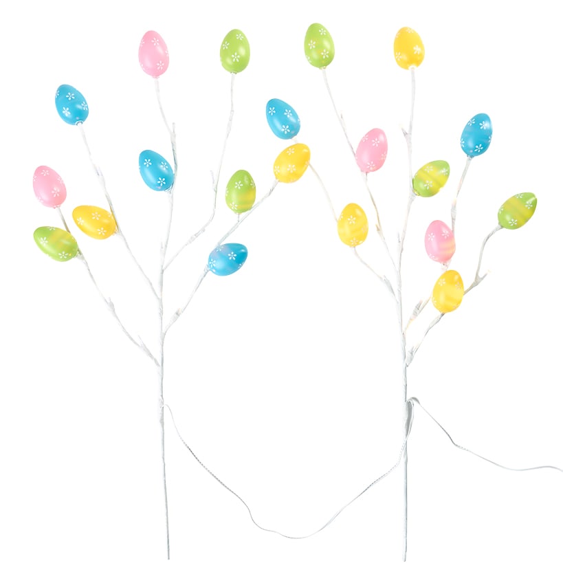 Pastel Easter Egg Lighted Branches - Set of 2 - Battery Operated