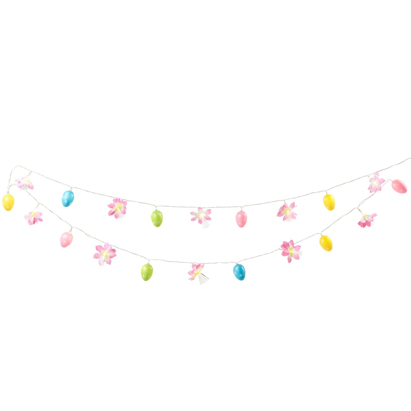 Pastel Easter Egg String Light With Flowers - Battery Operated