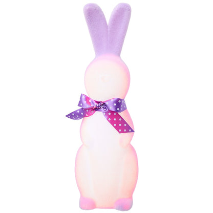 Easter Flocked Lighted Bunny Tabletop Décor - Green, Pink, Or Lavender