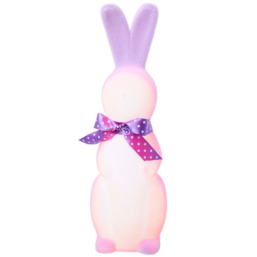Easter Flocked Lighted Bunny Tabletop Décor - Green, Pink, Or Lavender