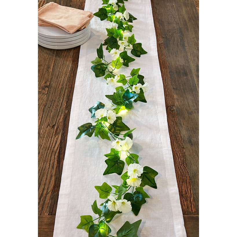 Lighted Flower Garland - Pink, Sunflower, or White Flower#select-flower_white-flower