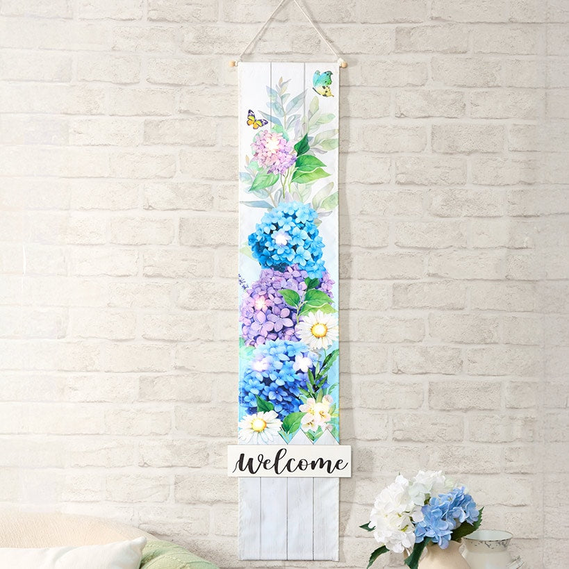 LED Lighted Welcome Banner - Flower or Patriotic 46" Length#select-banner_hydrangea