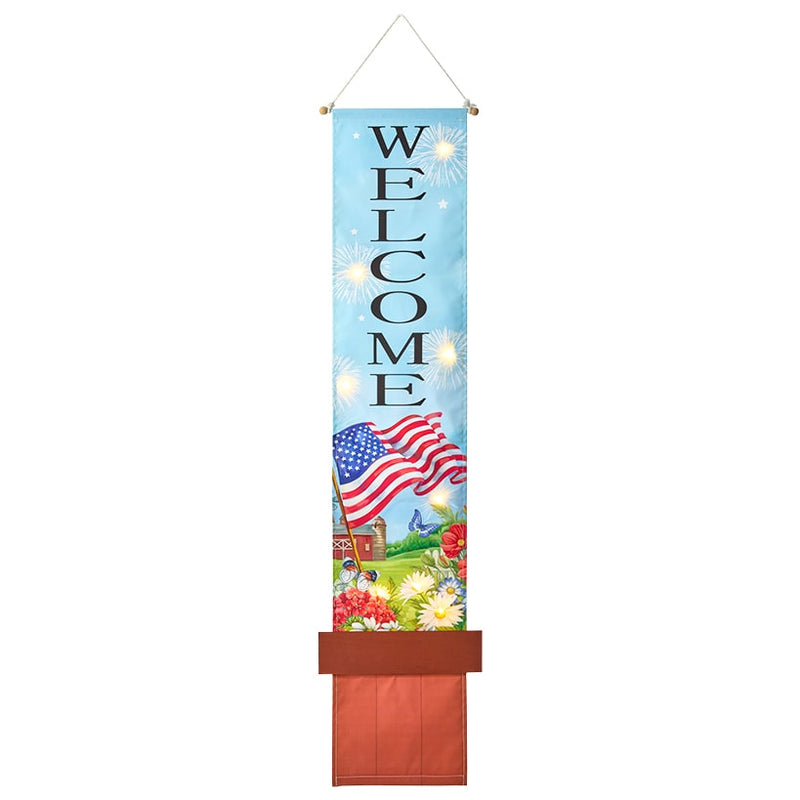 LED Lighted Welcome Banner - Flower or Patriotic 46