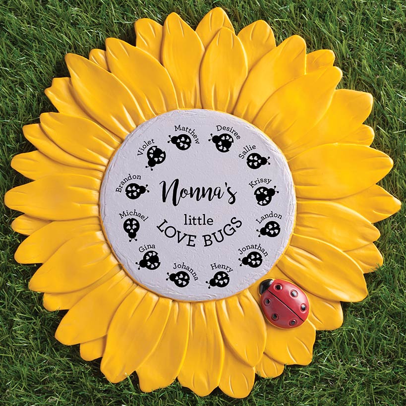 Personalized Love Bugs Sunflower Garden Stone