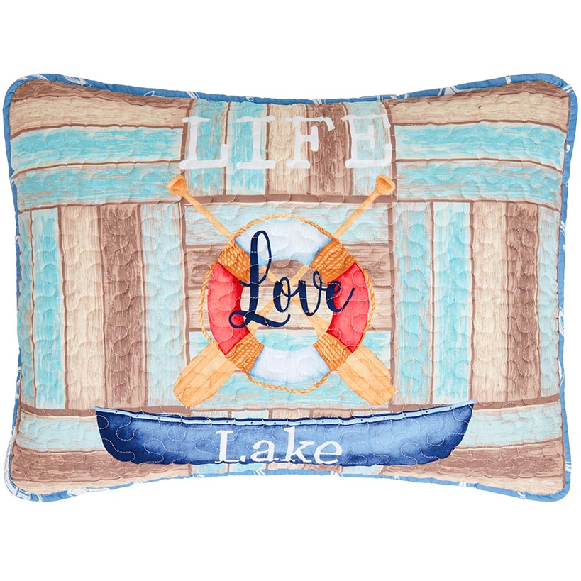 Life Love Lake Reversible Full/Queen or King Quilt, Sham, Decorative Pillow