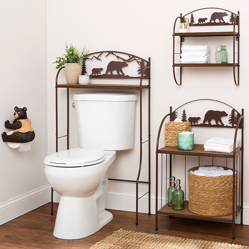 Rustic Lodge Bear Wall Shelf Rack