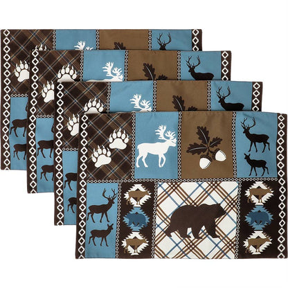 Table Runner and Set of 4 Placemats, Moose Lodge