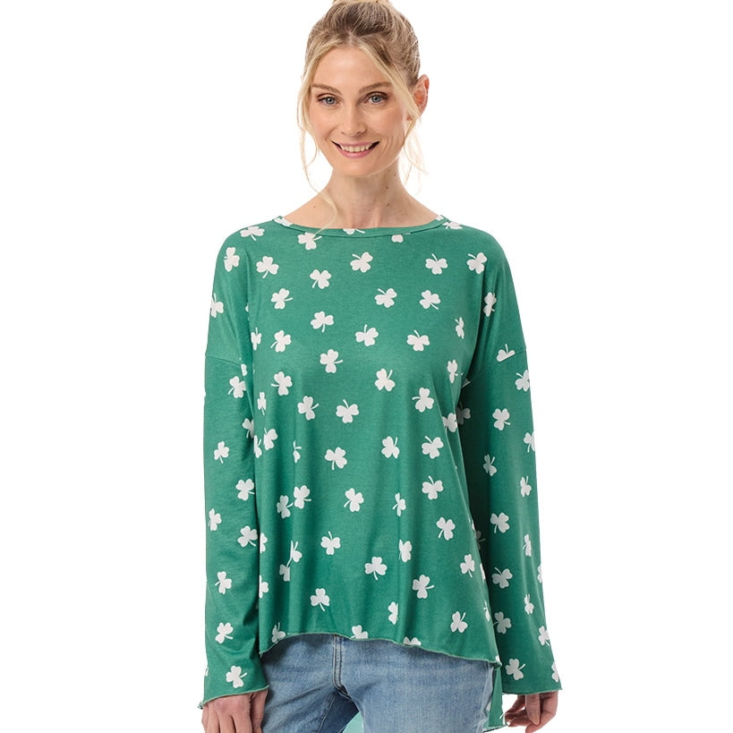 St. Patrick's Day Long Sleeve Women's T Shirt Shamrock Clovers#select-design_clovers