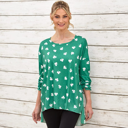 St. Patrick's Day Long Sleeve Women's T Shirt Shamrock Clovers