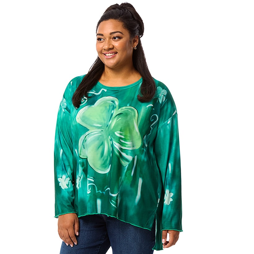 St. Patrick's Day Long Sleeve Women's T Shirt Shamrock Clovers#select-design_shamrock