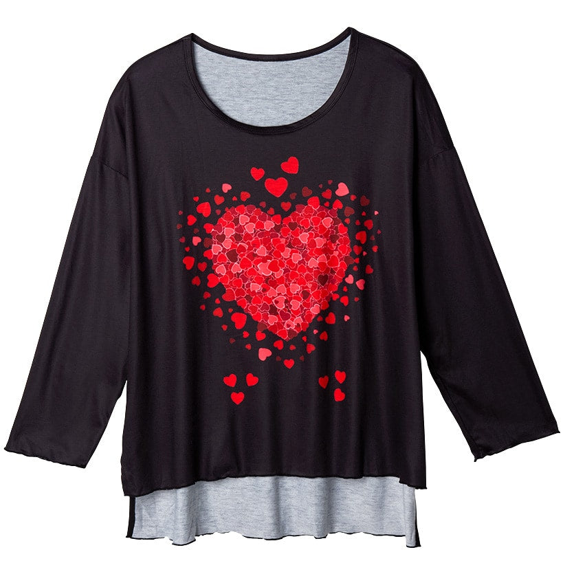 Valentine's Day Heart Long Sleeve T Shirt Black#select-design_love