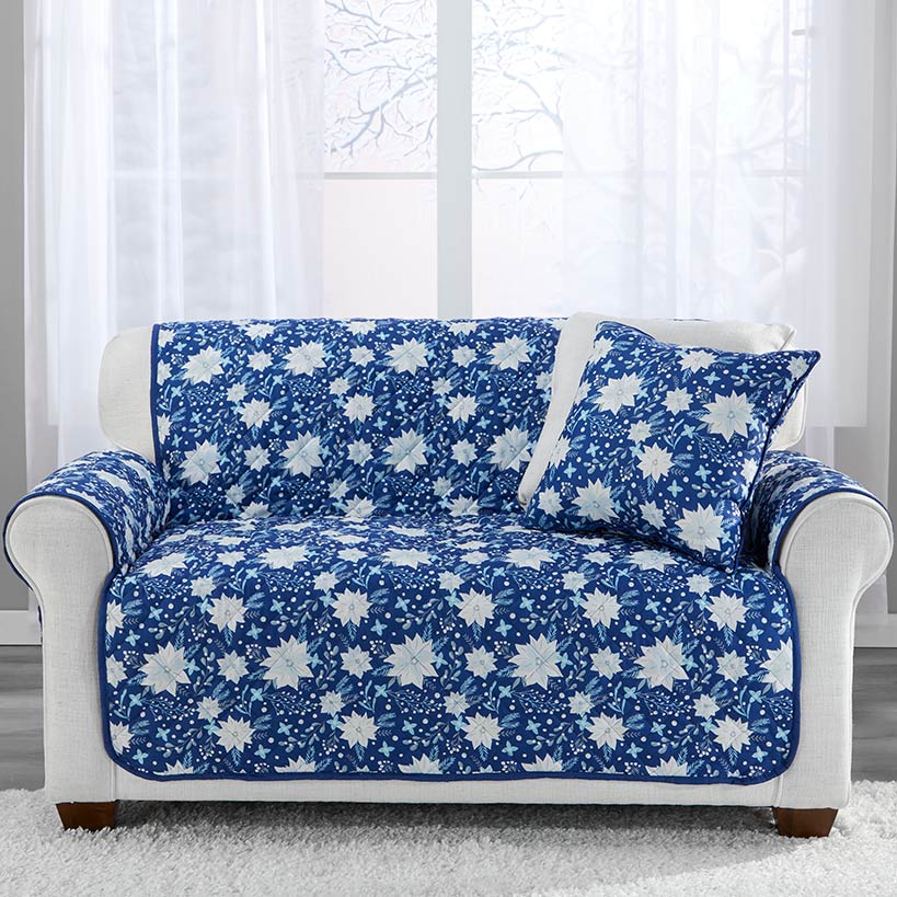 Christmas Blue Floral Chair Furniture Protector#select-item_loveseat
