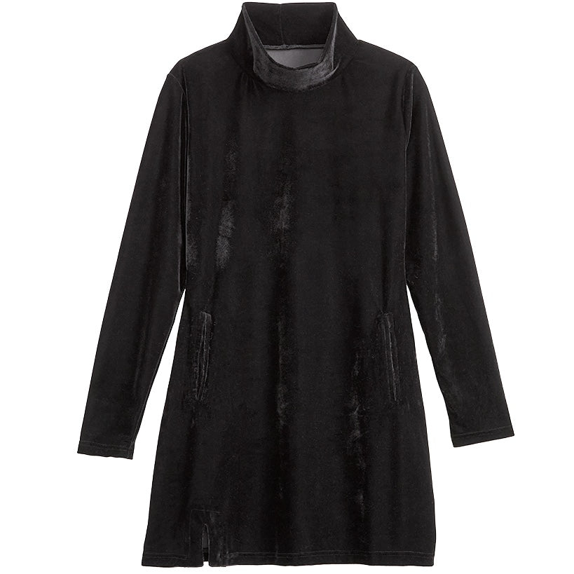 Women's Velour Long Tunic with Turtleneck#select-color_black