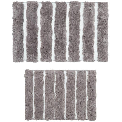 Homewear Luxury Stripe Bath Rug with Non-Skid Backing, Set of 2