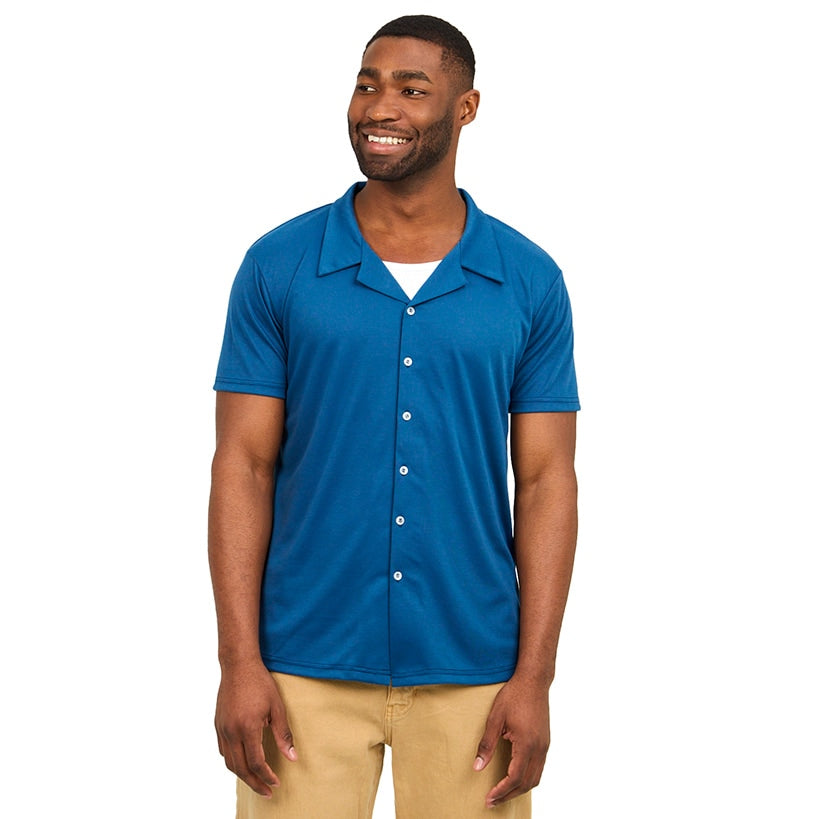 Men's Navy Button Down Short Sleeve Shirt