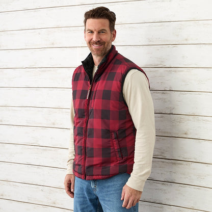 Men's Sherpa Lined Buffalo Plaid Vest