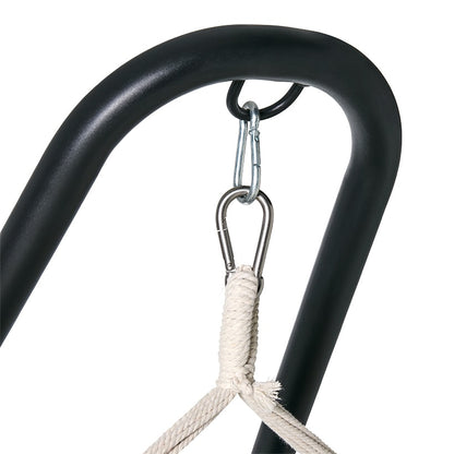 Outdoor Hammock Hanging Striped Chair or Black Metal Stand
