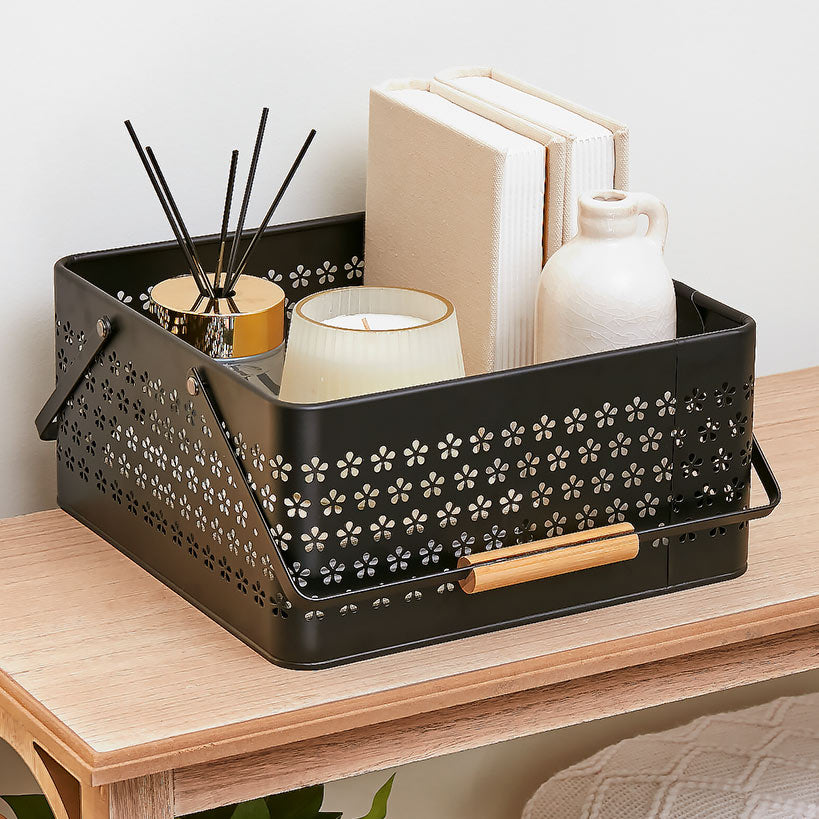 Metal Storage Organizer Caddy with Handles