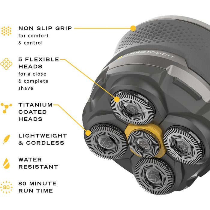 Microtouch Titanium Head Shaver With 5 Flexible Heads Cordless | The ...