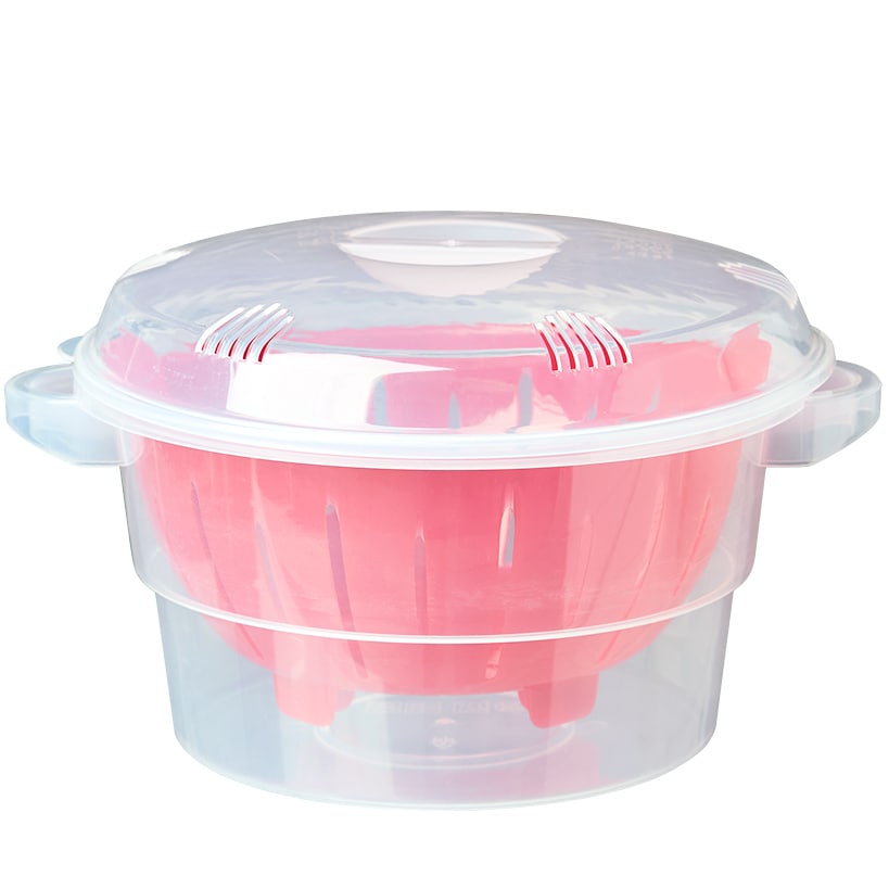 Compact Microwave Rice Cooker or Vegetable Steamer with Lid