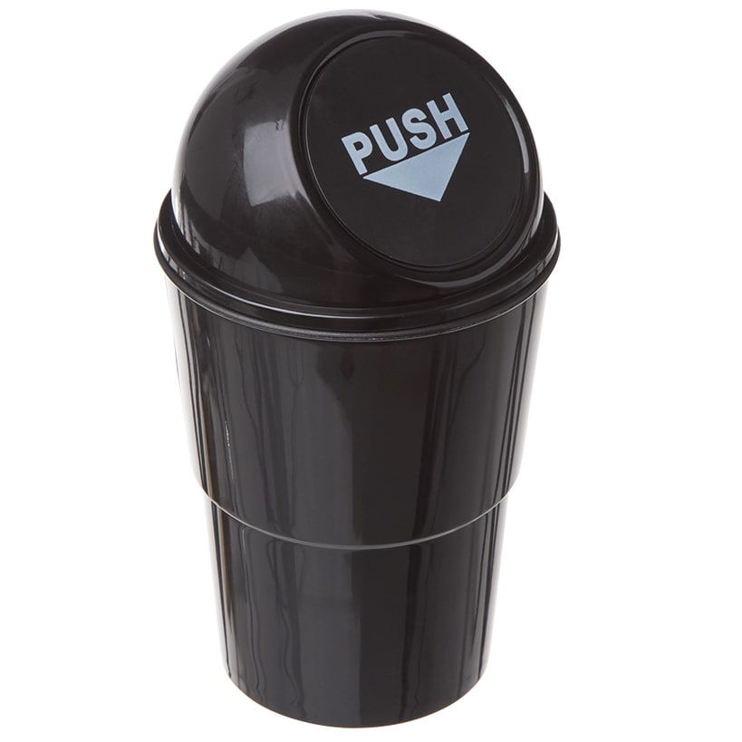 Auto Mini Trash Bin Waterproof Spring Door System Black Color