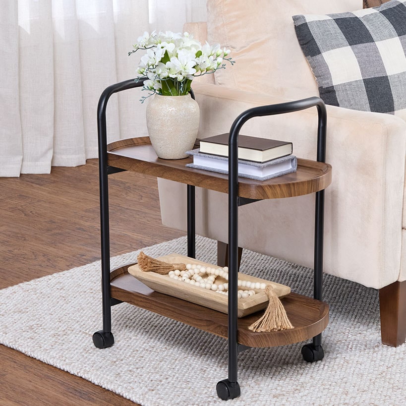 Kitchen or Bar Serving Cart with Wheels - 2-Tier