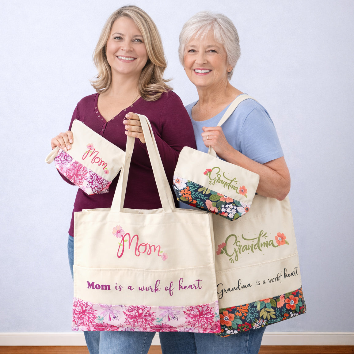 Mom Or Grandma Themed Tote and Clutch Set