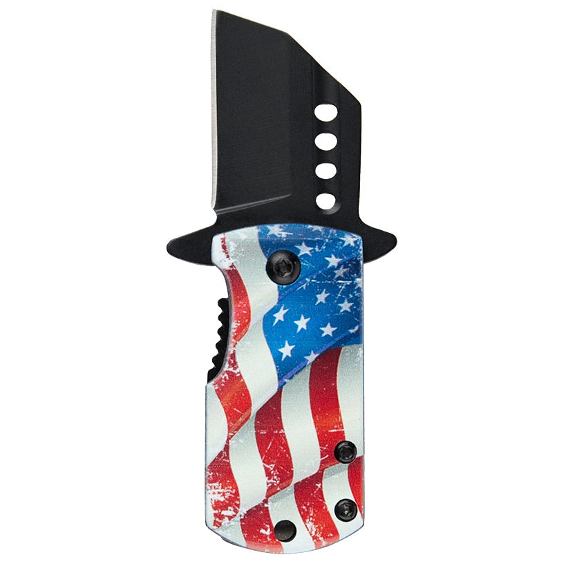 Money Clip Folding Knife Stainless Steel With American Flag Design