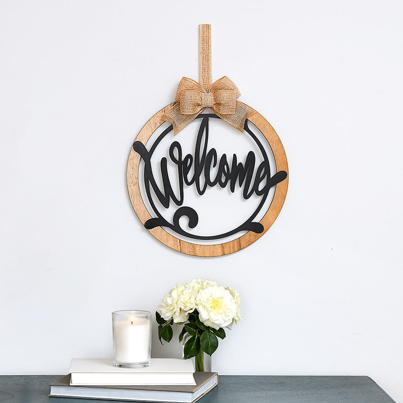 Country Monogram or Welcome Wall Hanging With Bow#select-letter_welcome
