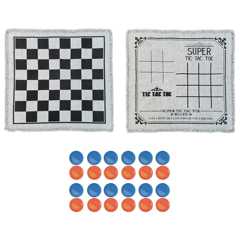 Mossy Oak Checkers and Tic-Tac-Toe Rug - Dual-Sided Game Board