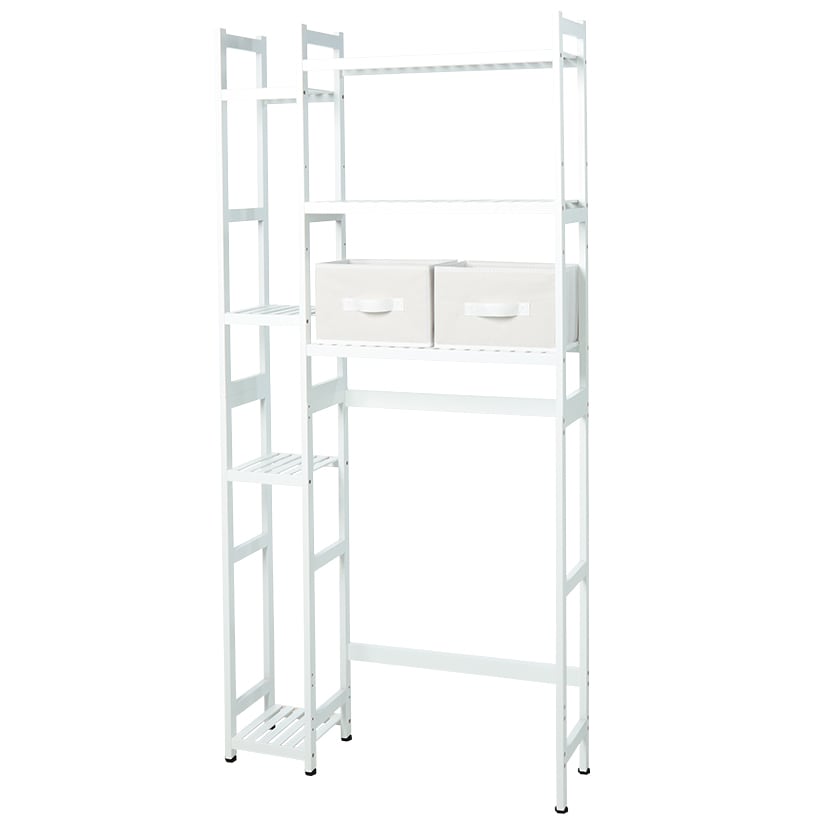 Over-the-Toilet Bathroom Dual Storage Rack with Set of 2 Baskets