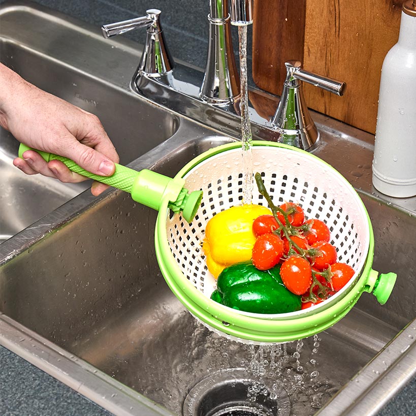 Collapsible Salad Spinner and Straining Colander