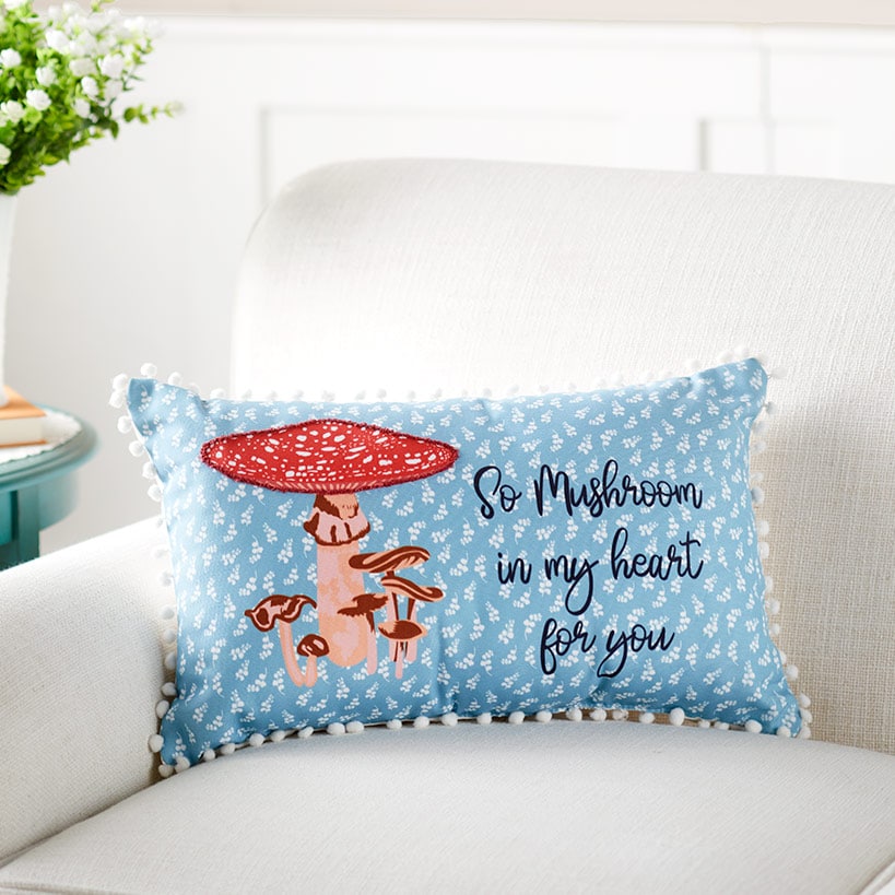 Spring Mushroom Accent Pillow#select-pillow_mushroom-in-my-heart