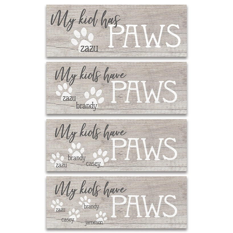 Personalized Pet My Kids Have Paws Wall Hanging#select-size_26"w-x-9-1/2"l