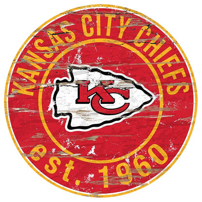 NFL Round Heritage Logo Sign 12"