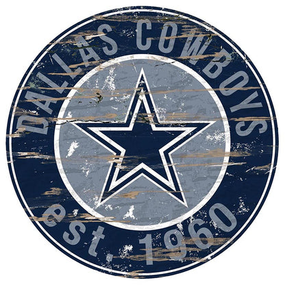 NFL Round Heritage Logo Sign 12"