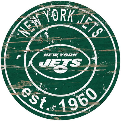 NFL Round Heritage Logo Sign 12"