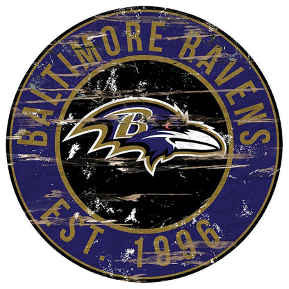 NFL Round Heritage Logo Sign 12"