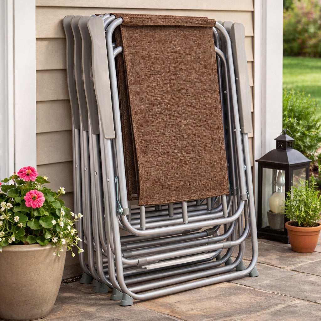 6-Pc. Outdoor Garden Glass Table Furniture Set with Chairs and Umbrella