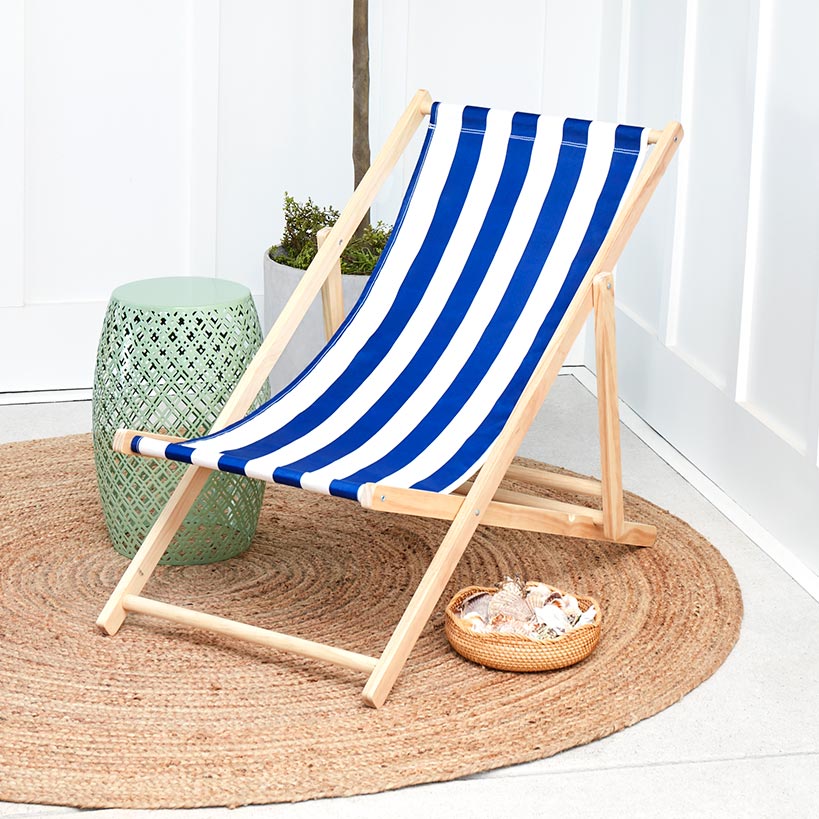 Foldable Patio Sling Lounge Chair with Stripes - Blue or Red#select-color_blue