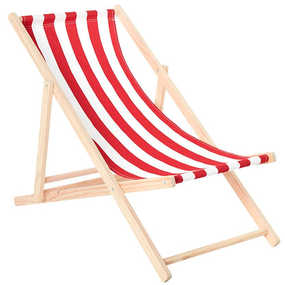 Foldable Patio Sling Lounge Chair with Stripes - Blue or Red