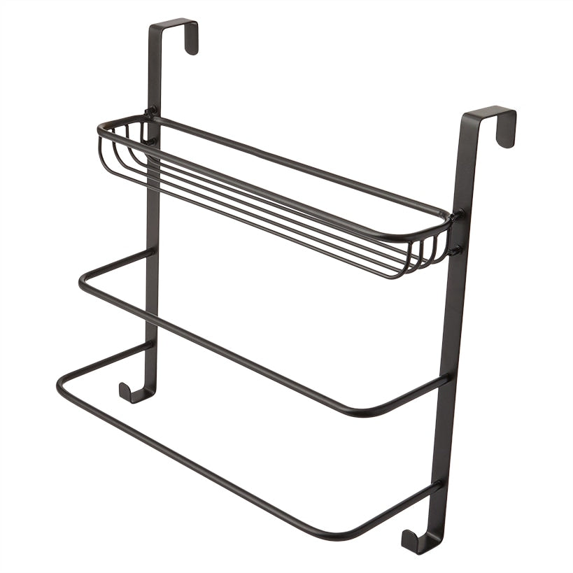 Metal Bathroom Over-the-Door Towel Rack with Storage Shelf